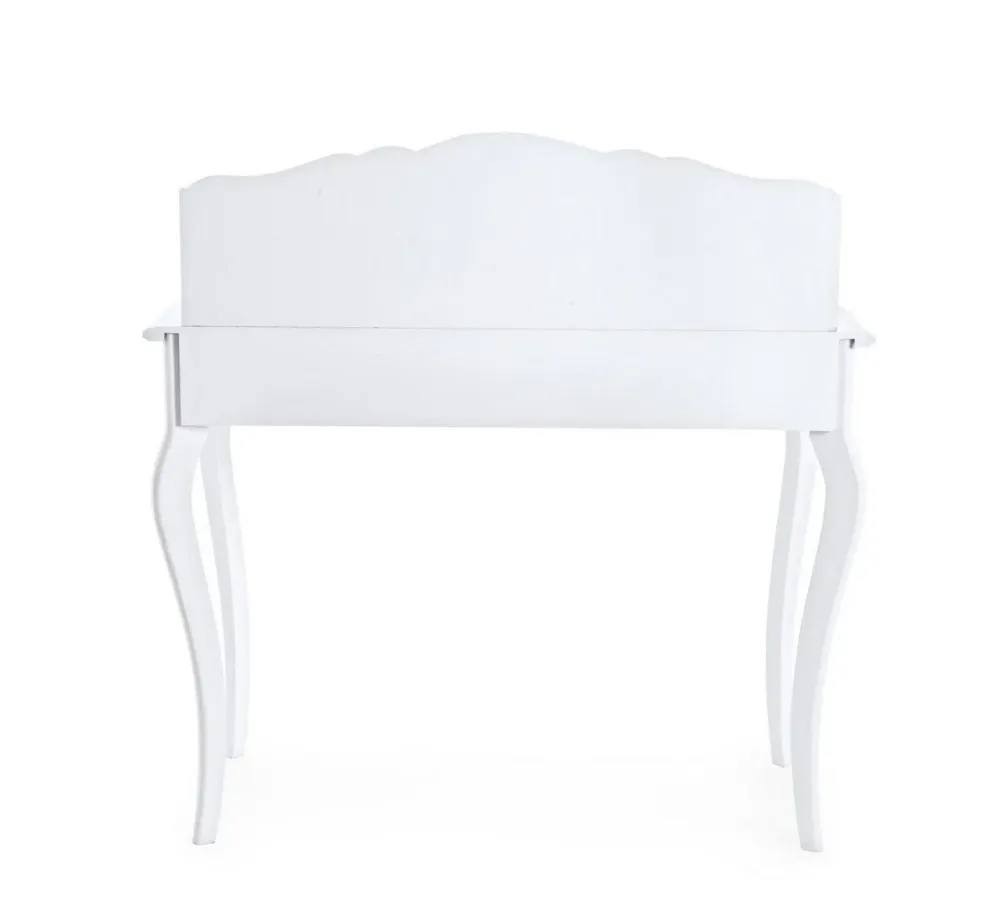 Bureau "Daisy" blanc, à 2 tiroirs, structure en bois, style vintage, 100 x 45 x 103 cm