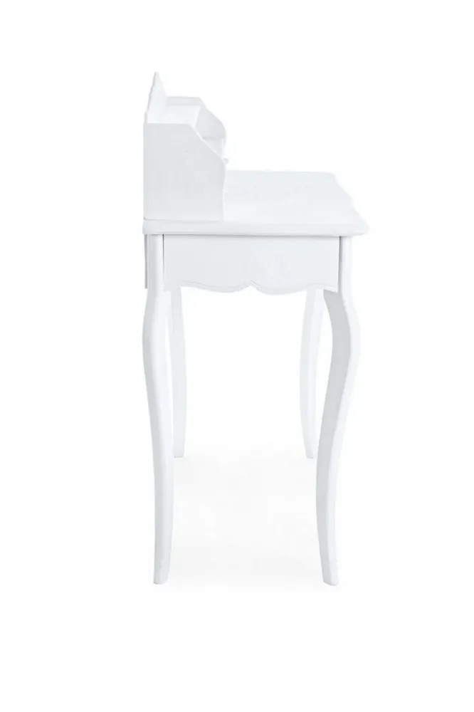 Bureau "Daisy" blanc, à 2 tiroirs, structure en bois, style vintage, 100 x 45 x 103 cm