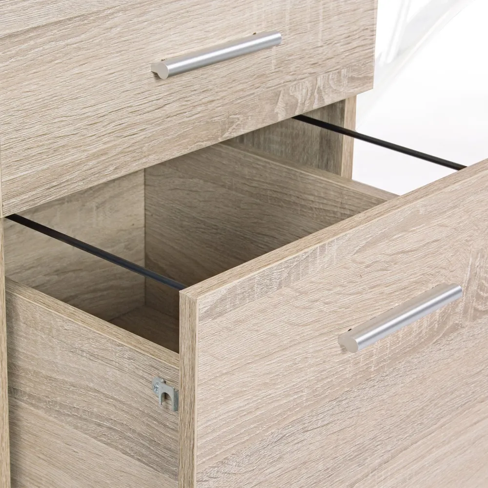 Bureau d'angle en chêne avec caisson bureau et chambre 151 cm