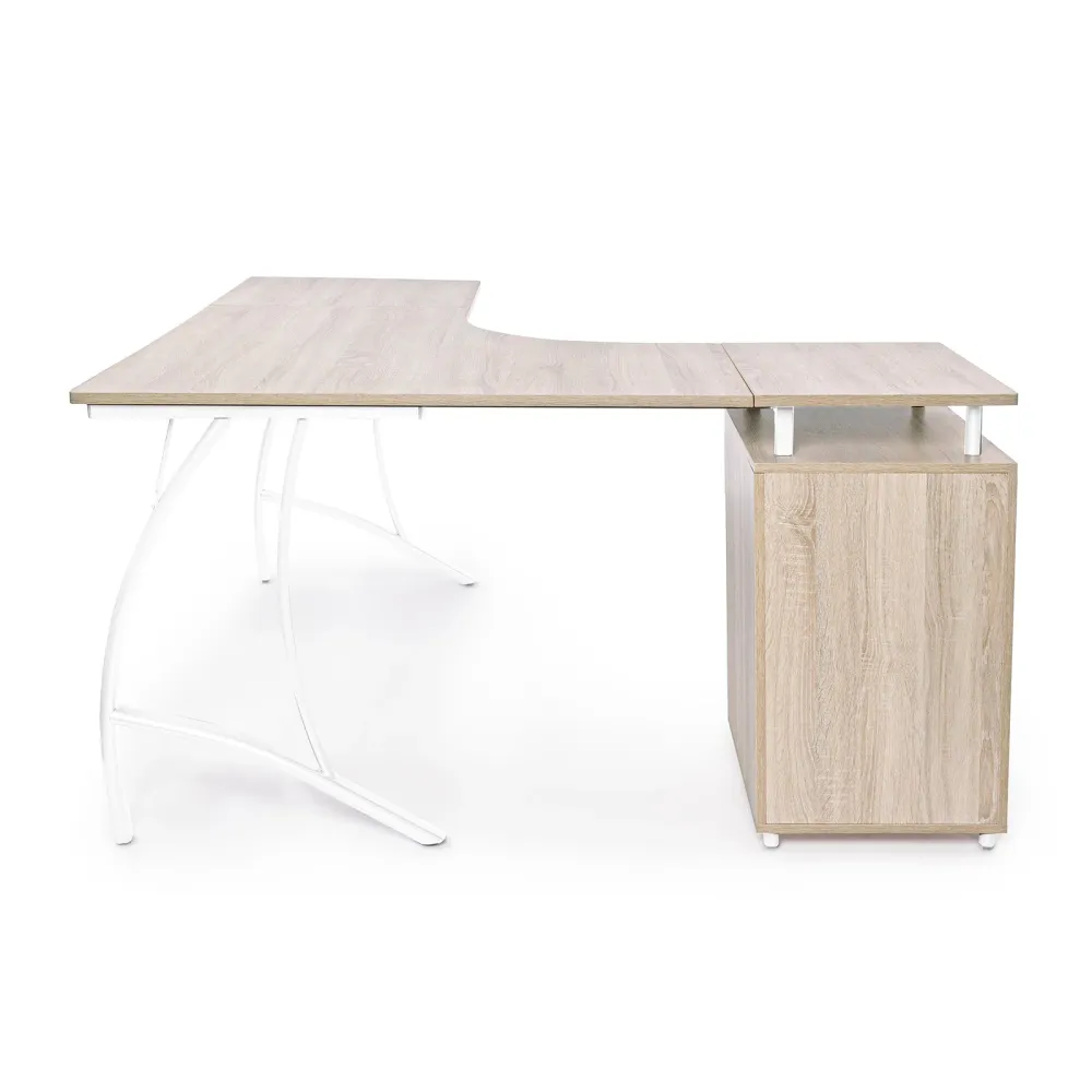 Bureau d'angle en chêne avec caisson bureau et chambre 151 cm