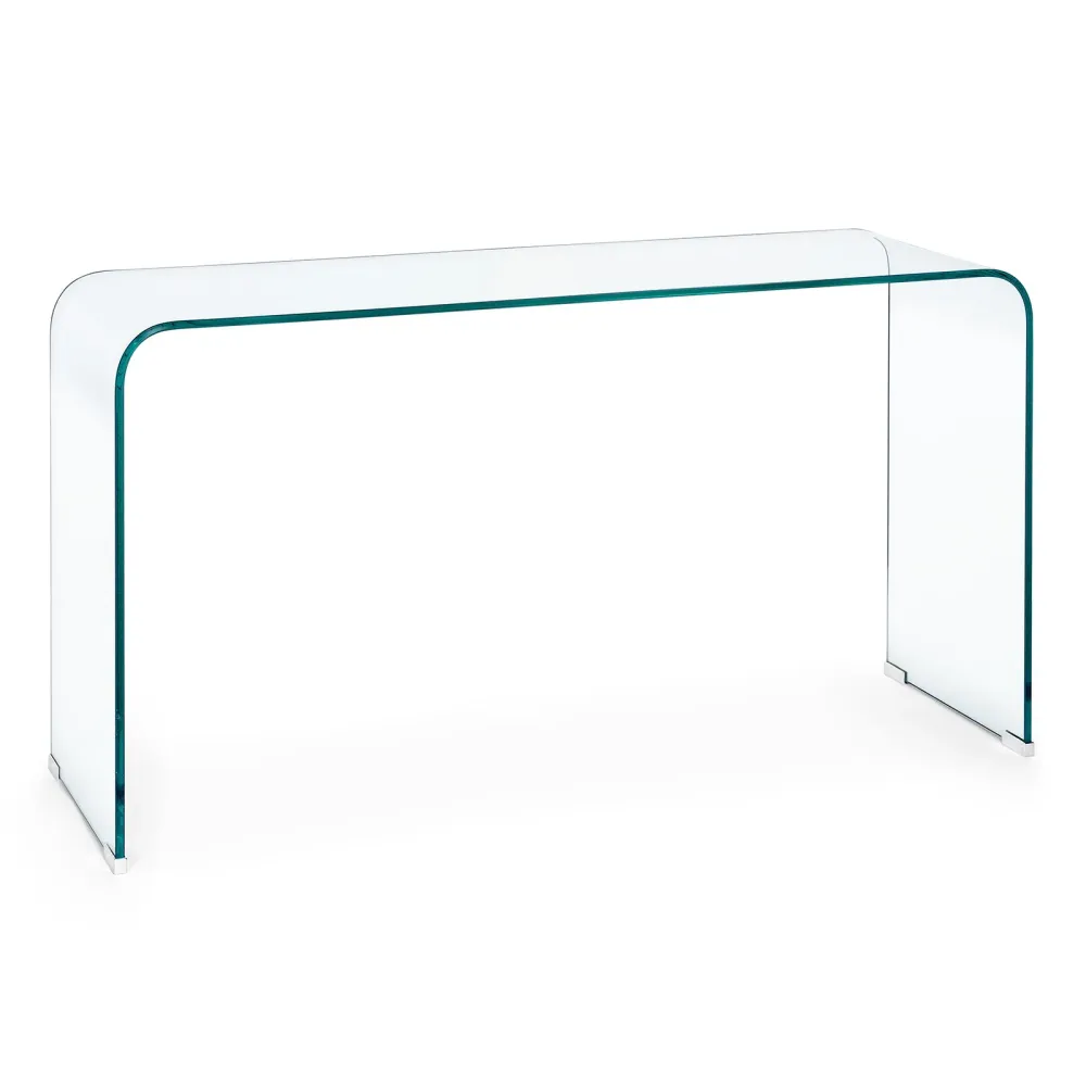 Bureau PC debout "Iride" avec structure en verre transparent 125 x 40 cm pour bureau et chambre