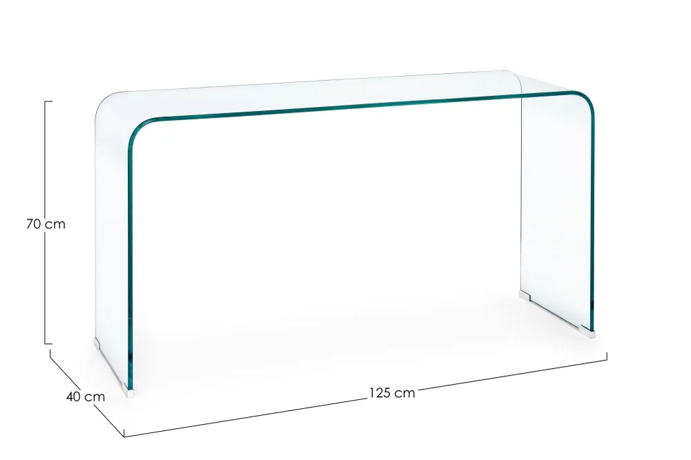 Bureau PC debout "Iride" avec structure en verre transparent 125 x 40 cm pour bureau et chambre