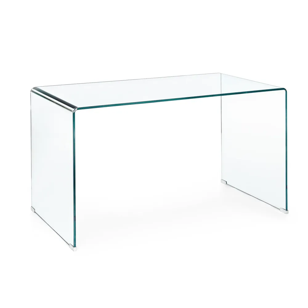Bureau PC debout "Iride" avec structure en verre transparent 125 x 70 cm pour bureau et chambre