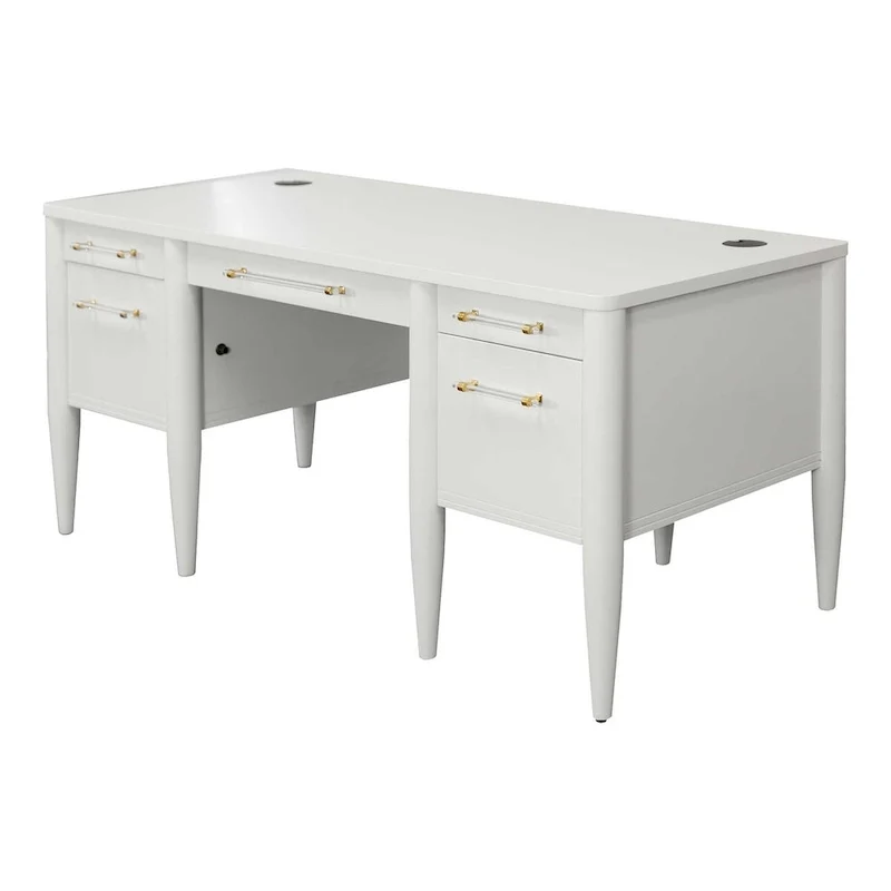 Bureau demi-piédestal contemporain, bureau de bureau, bureau d'appoint, blanc