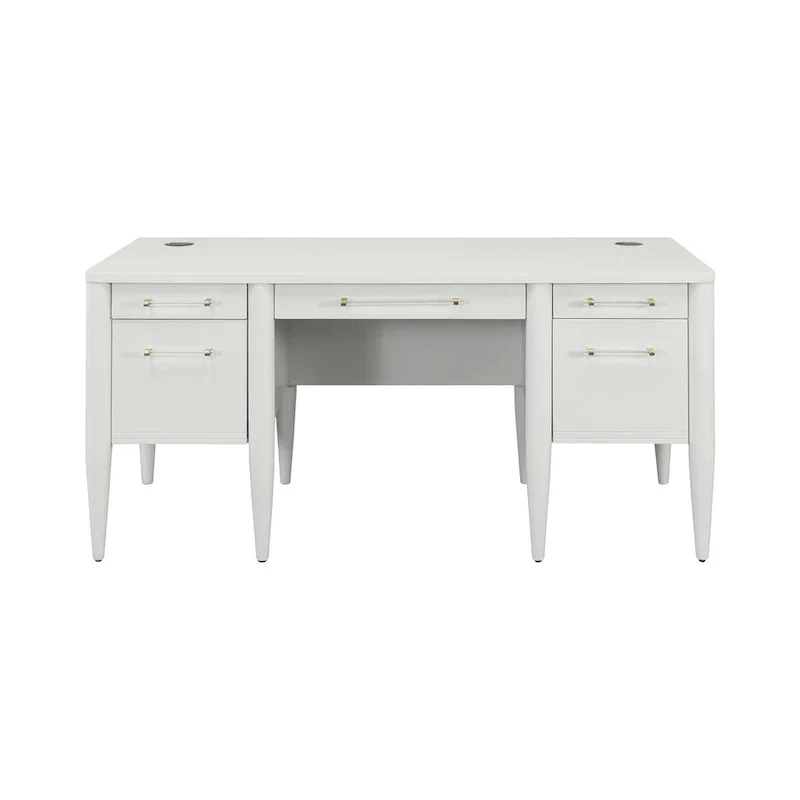 Bureau demi-piédestal contemporain, bureau de bureau, bureau d'appoint, blanc
