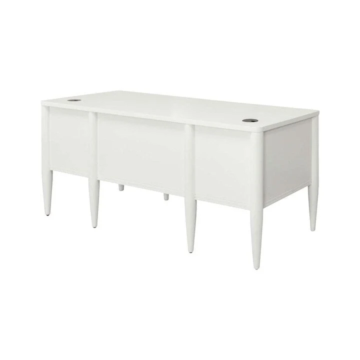 Bureau demi-piédestal contemporain, bureau de bureau, bureau d'appoint, blanc