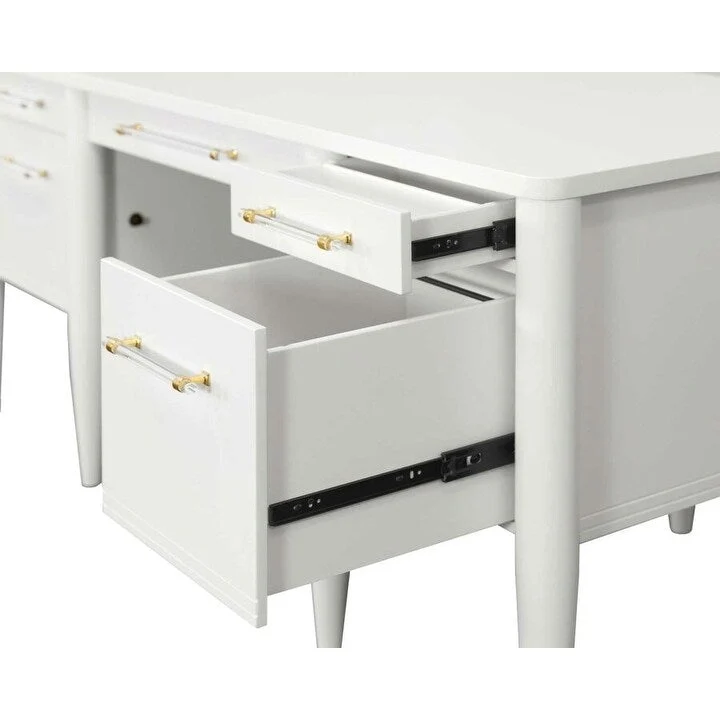 Bureau demi-piédestal contemporain, bureau de bureau, bureau d'appoint, blanc