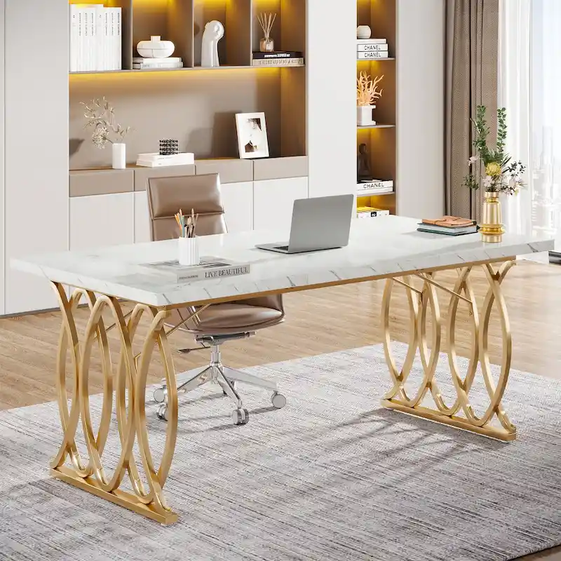 Bureau de direction de 160 cm, grand bureau d'ordinateur, table de conférence pour 4 à 6 personnes