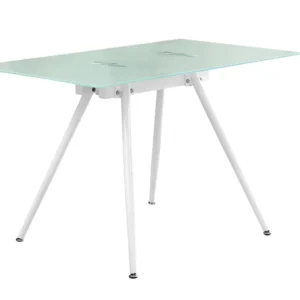 BUREAU D'ORDINATEUR - 28"X 48" / BLANC / VERRE TREMPÉ 8MM ( Meuble Mtl )