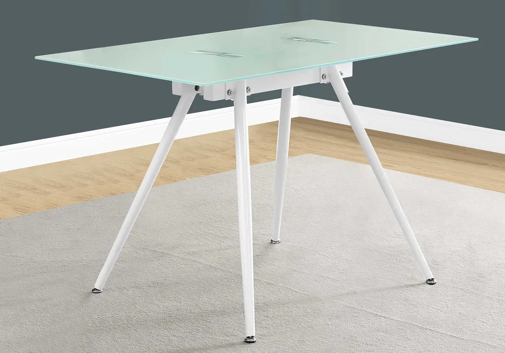 BUREAU D'ORDINATEUR - 28"X 48" / BLANC / VERRE TREMPÉ 8MM ( Meuble Mtl )