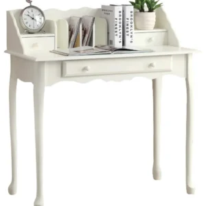 BUREAU D'ORDINATEUR - 36"L / BLANC ANTIQUE TRADITIONNEL ( Meuble Mtl )