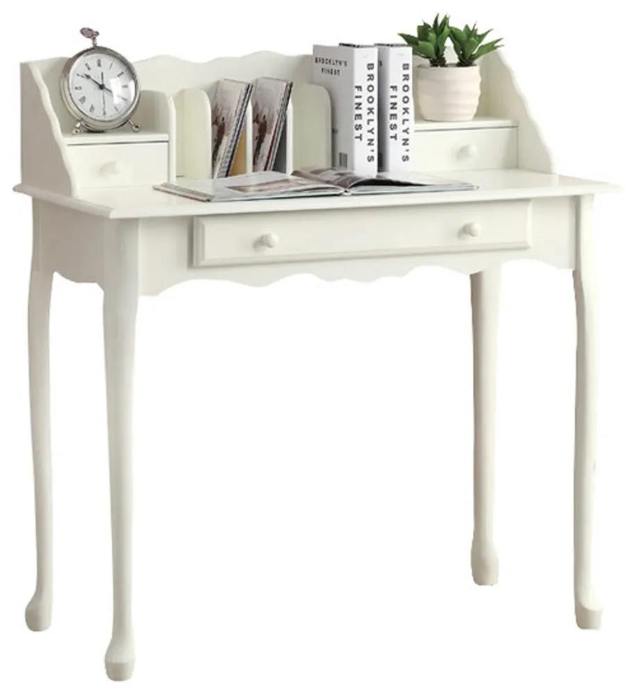 BUREAU D'ORDINATEUR - 36"L / BLANC ANTIQUE TRADITIONNEL ( Meuble Mtl )