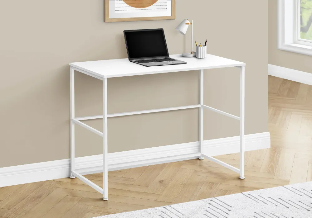 BUREAU D'ORDINATEUR - 40"L / BLANC / MÉTAL BLANC