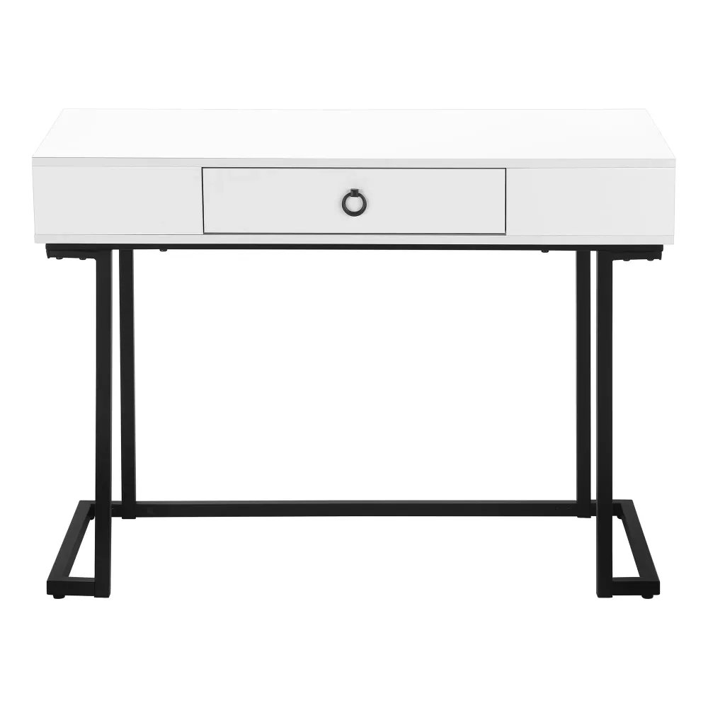 BUREAU D'ORDINATEUR - 42"L / BLANC / METAL NOIR