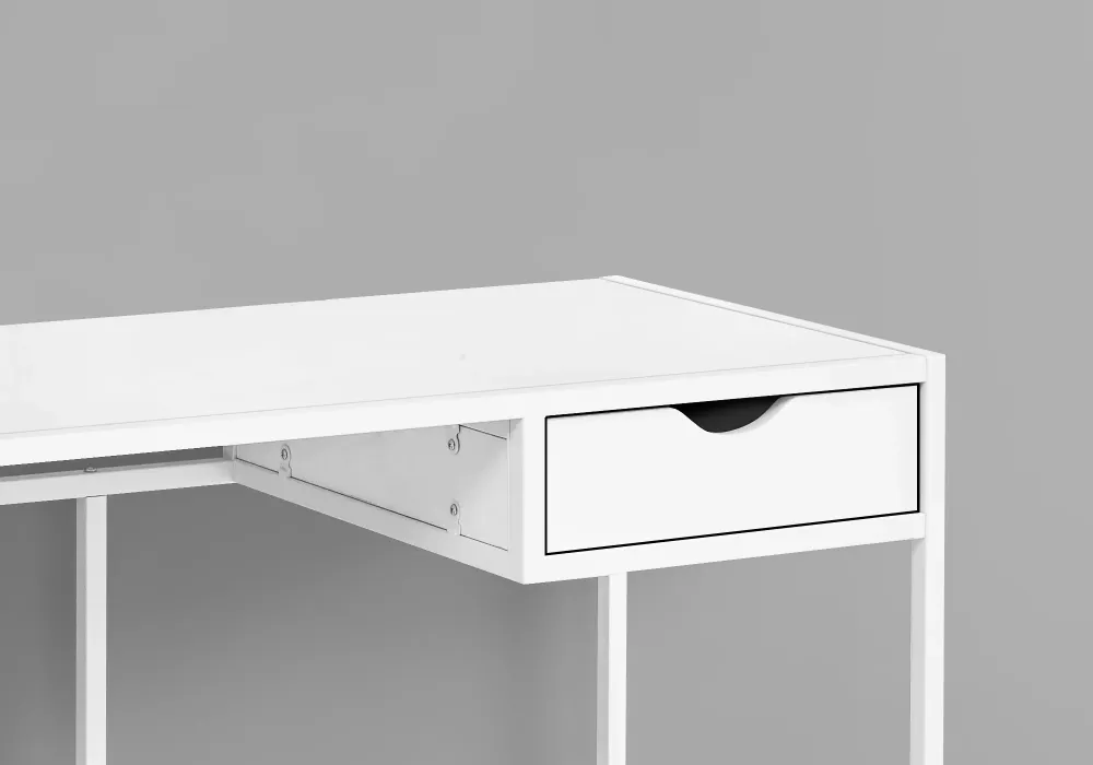 BUREAU D'ORDINATEUR - 42"L / BLANC / MÉTAL BLANC