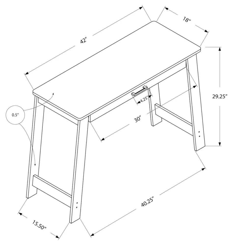 BUREAU D'ORDINATEUR - 42"L / ESPRESSO AVEC UN TIROIR DE RANGEMENT