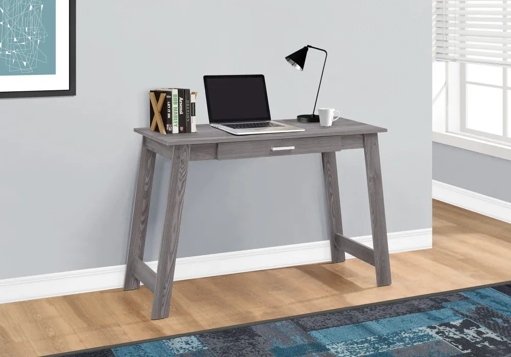 BUREAU D'ORDINATEUR - 42"L / GRIS AVEC TIROIR DE RANGEMENT