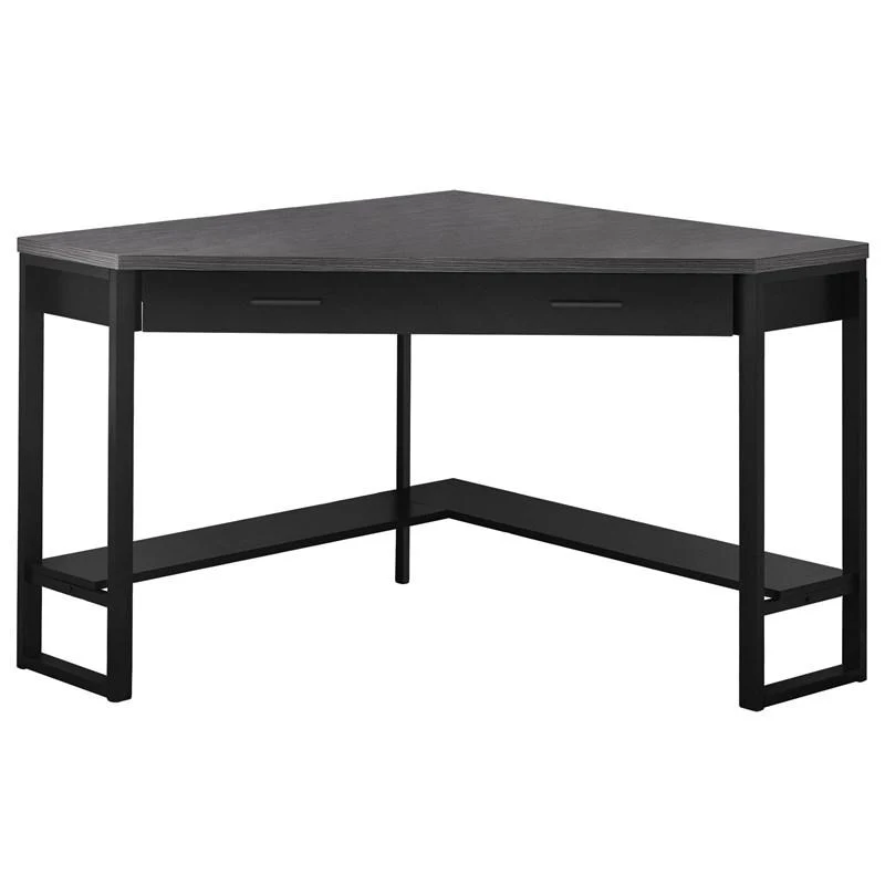 BUREAU D'ORDINATEUR - 42"L / NOIR / COIN SUPÉRIEUR GRIS / NOIR