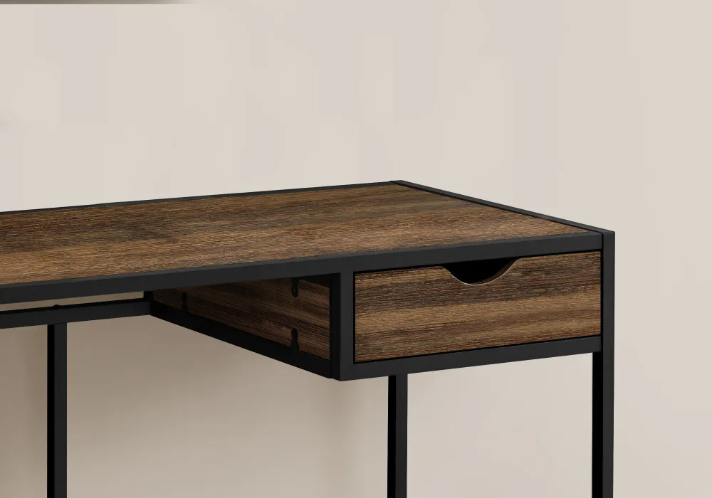 BUREAU D'ORDINATEUR - 42"L / RÉCUPÉRATION BRUN / MÉTAL NOIR