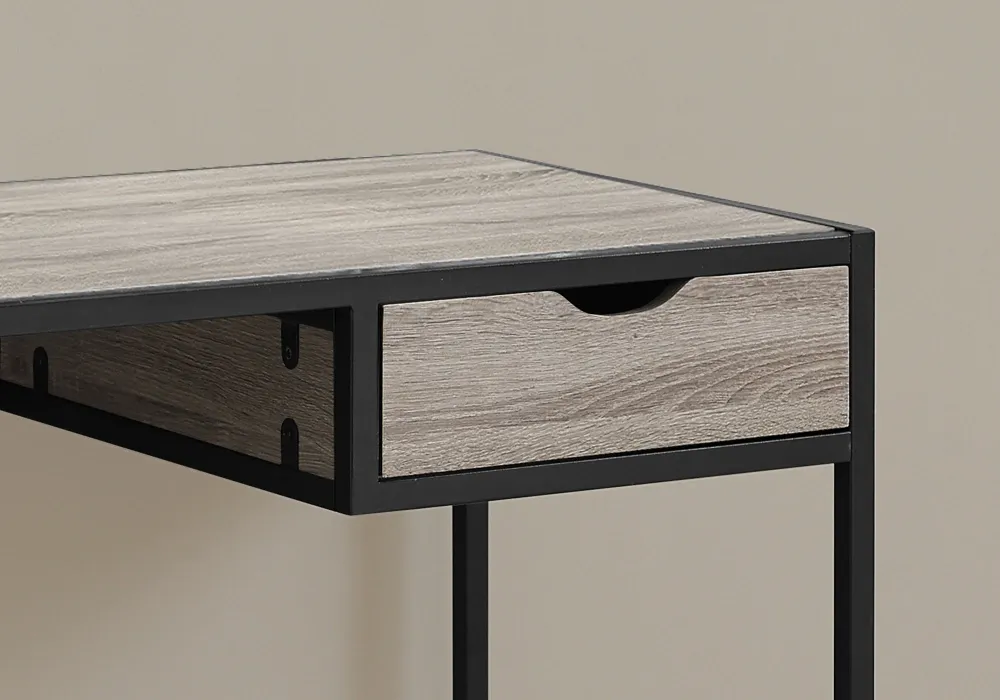 BUREAU D'ORDINATEUR - 42"L / TAUPE FONCE / METAL NOIR