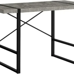BUREAU D'ORDINATEUR - 48"L / ASPECT BÉTON GRIS / MÉTAL NOIR