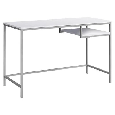 BUREAU D'ORDINATEUR - 48"L / BLANC / METAL ARGENT