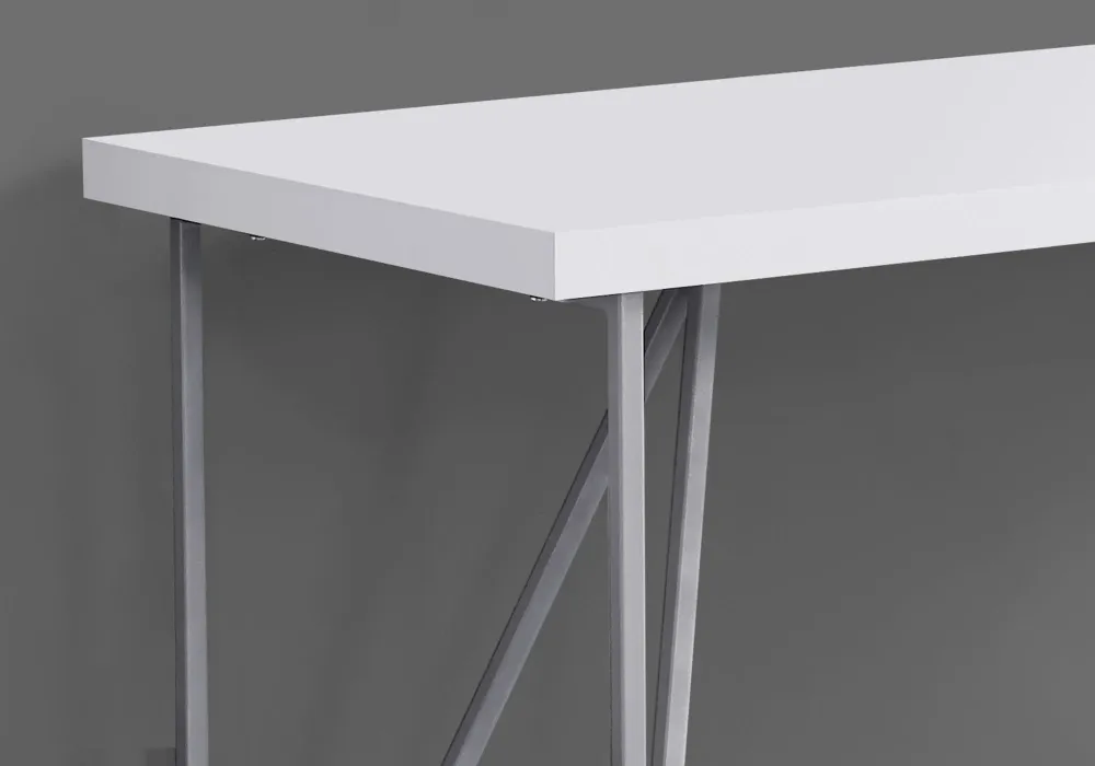 BUREAU D'ORDINATEUR - 48"L / BLANC / METAL ARGENT