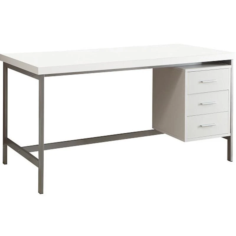BUREAU D'ORDINATEUR - 48"L / BLANC / METAL ARGENT