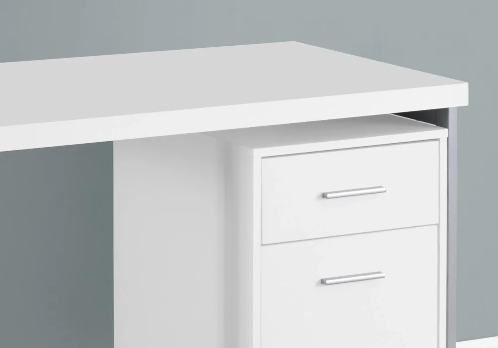 BUREAU D'ORDINATEUR - 48"L / BLANC / METAL ARGENT
