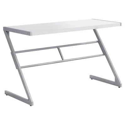 BUREAU D'ORDINATEUR - 48"L / BLANC / METAL ARGENT