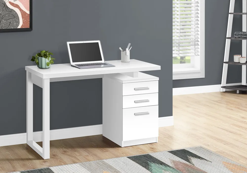 BUREAU D'ORDINATEUR - 48"L / BLANC ORIENTATION GAUCHE OU DROITE