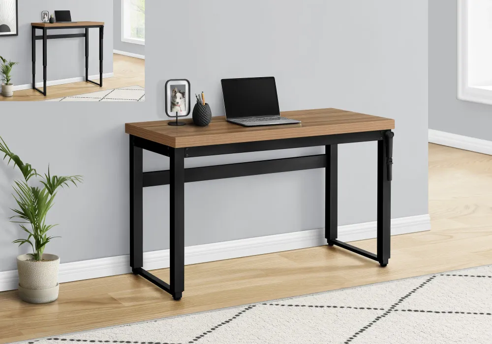 BUREAU D'ORDINATEUR - 48"L / BOIS RÉCUPÉRÉ / HAUTEUR AJUSTABLE / NOIR