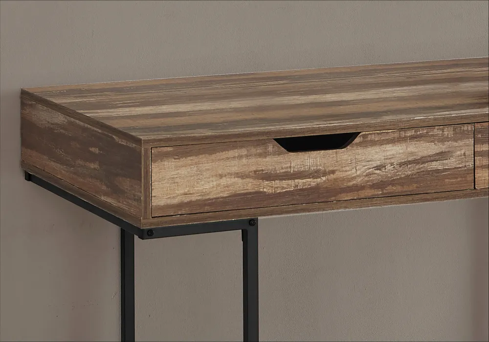 BUREAU D'ORDINATEUR - 48"L / BOIS DE RÉCUPÉRATION BRUN / MÉTAL NOIR