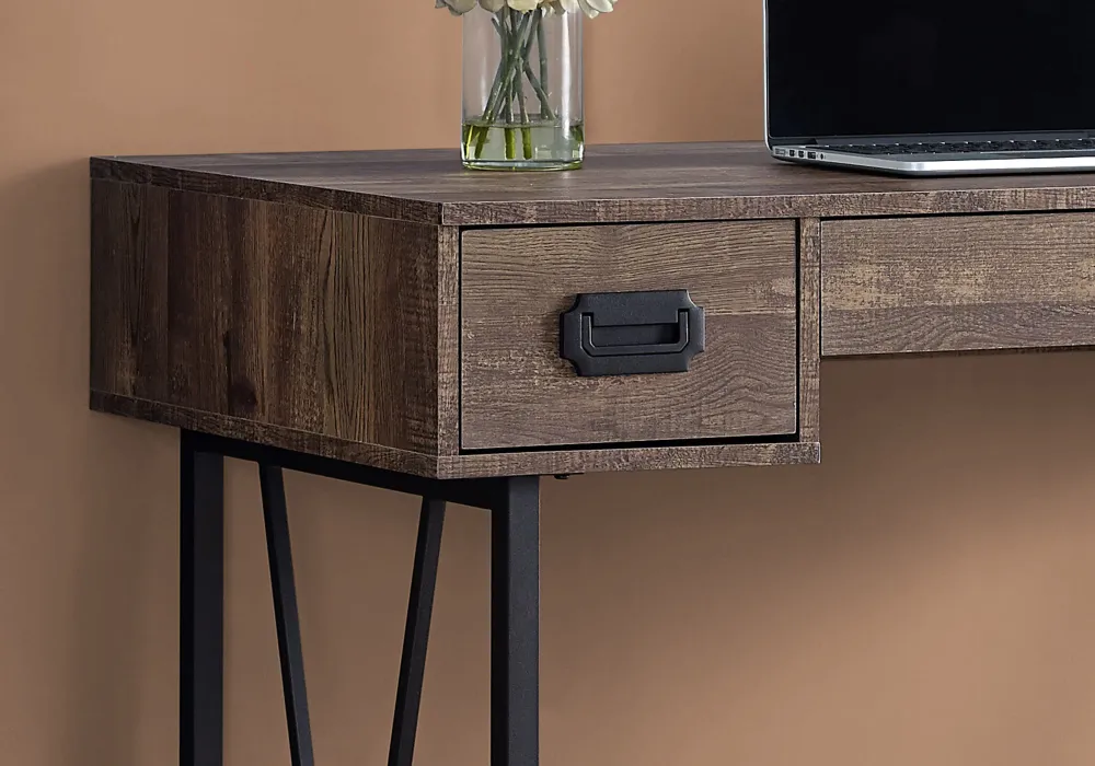 BUREAU D'ORDINATEUR - 48"L / BOIS DE RÉCUPÉRATION BRUN / MÉTAL NOIR