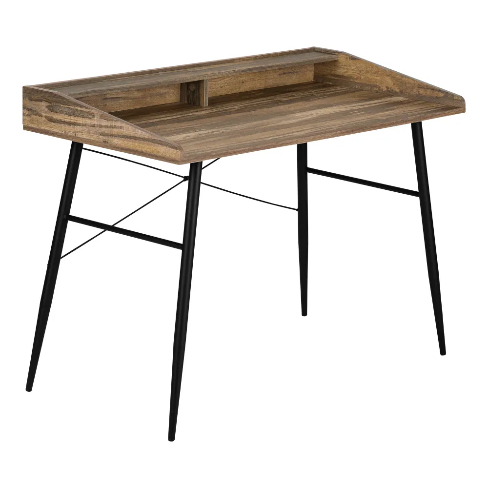 BUREAU D'ORDINATEUR - 48"L / BOIS DE RÉCUPÉRATION BRUN / MÉTAL NOIR Meuble Mtl )