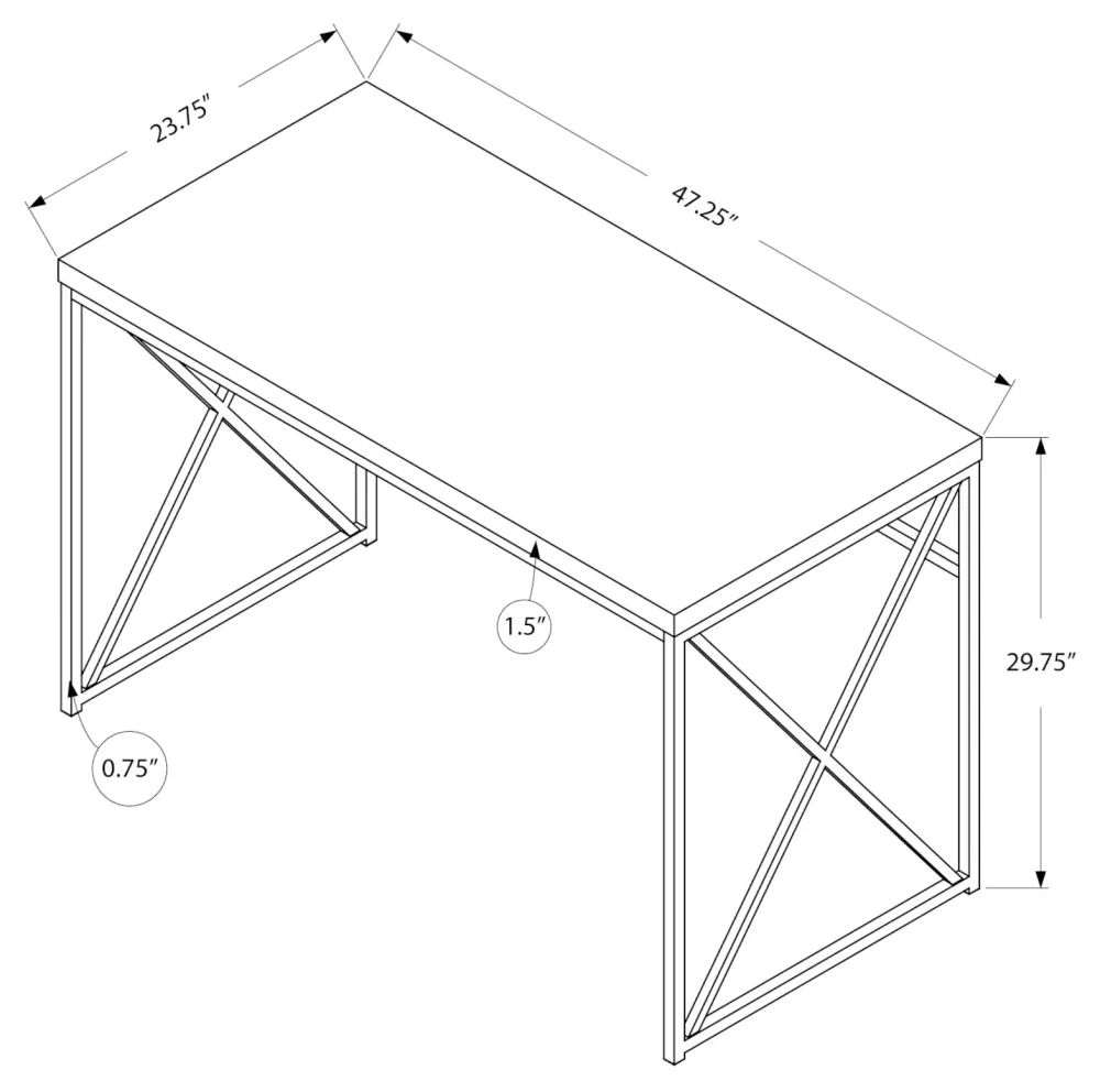 BUREAU D'ORDINATEUR - 48"L / BOIS DE RÉCUPÉRATION GRIS / MÉTAL NOIR