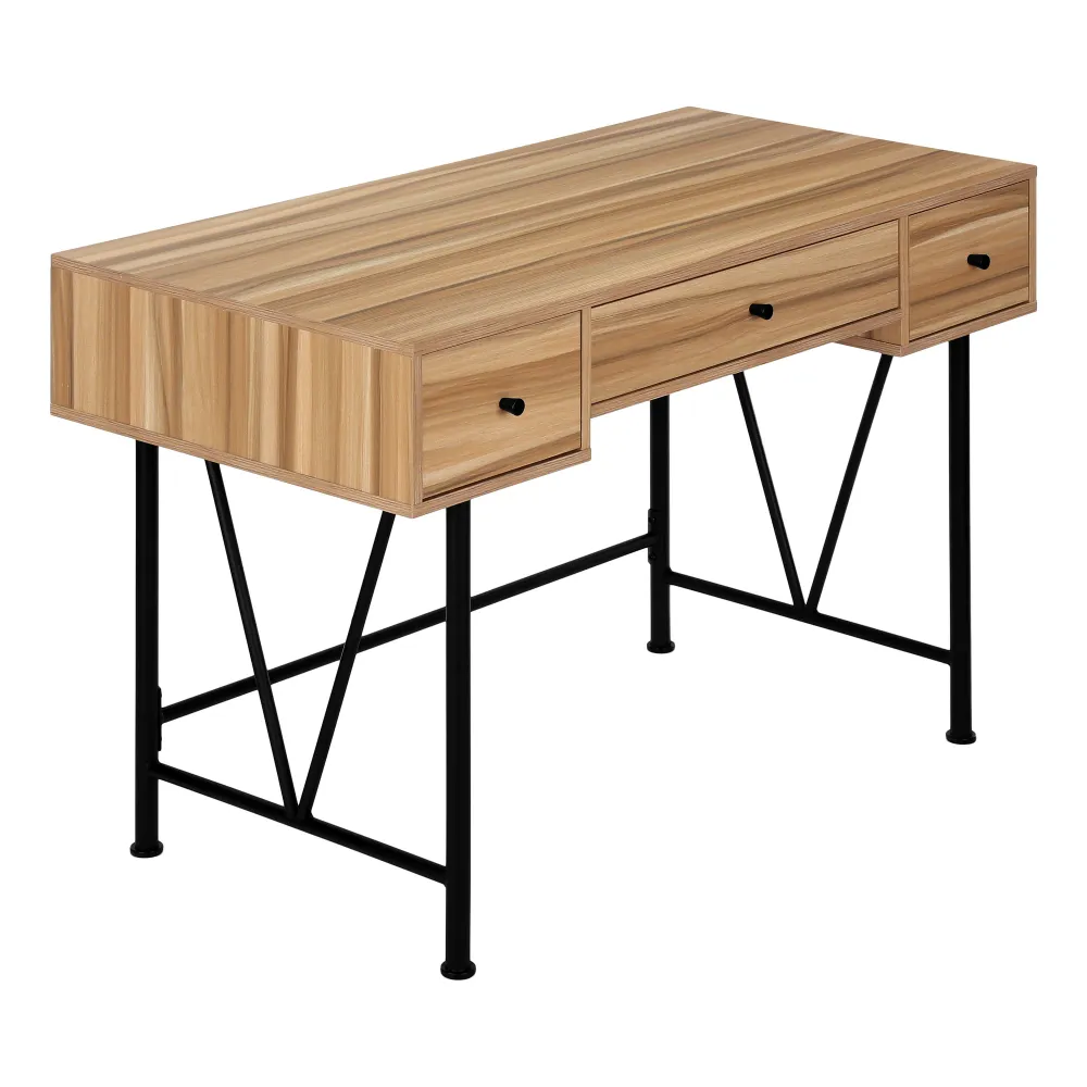 BUREAU D'ORDINATEUR - 48"L / BOIS DE RÉCUPÉRATION LÉGER / MÉTAL NOIR ( Meuble Mtl )