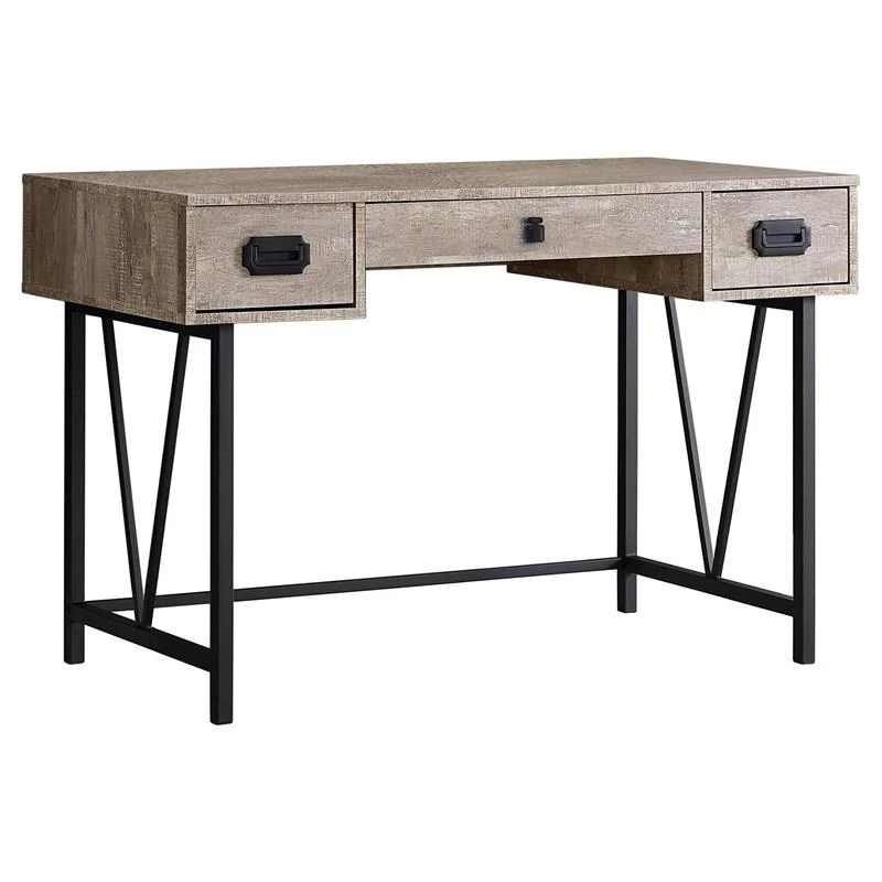 BUREAU D'ORDINATEUR - 48"L / BOIS DE RÉCUPÉRATION TAUPE / MÉTAL NOIR