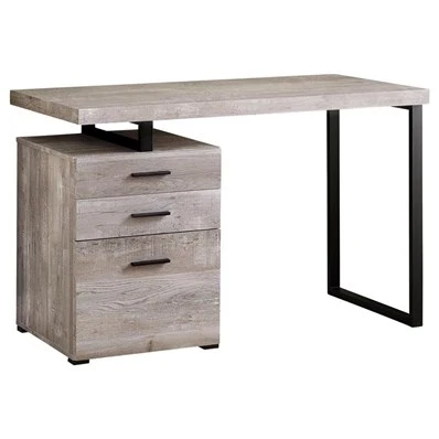BUREAU D'ORDINATEUR - 48"L / BOIS DE RÉCUPÉRATION TAUPE / MÉTAL NOIR