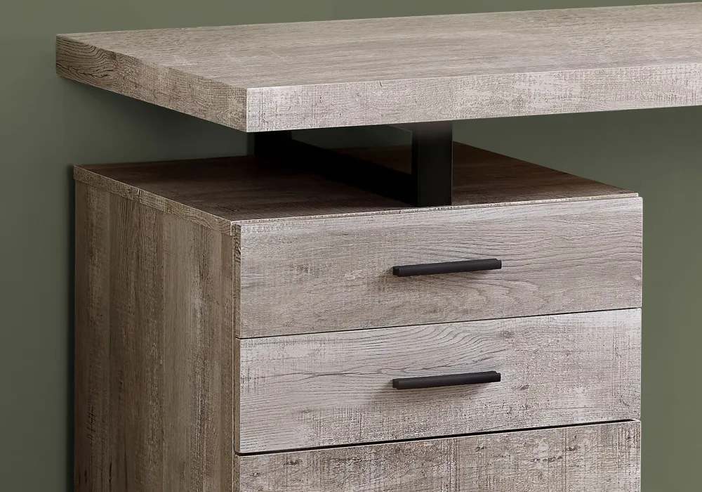 BUREAU D'ORDINATEUR - 48"L / BOIS DE RÉCUPÉRATION TAUPE / MÉTAL NOIR