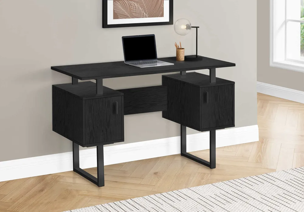 BUREAU D'ORDINATEUR - 48"L / CHÊNE NOIR / MÉTAL NOIR