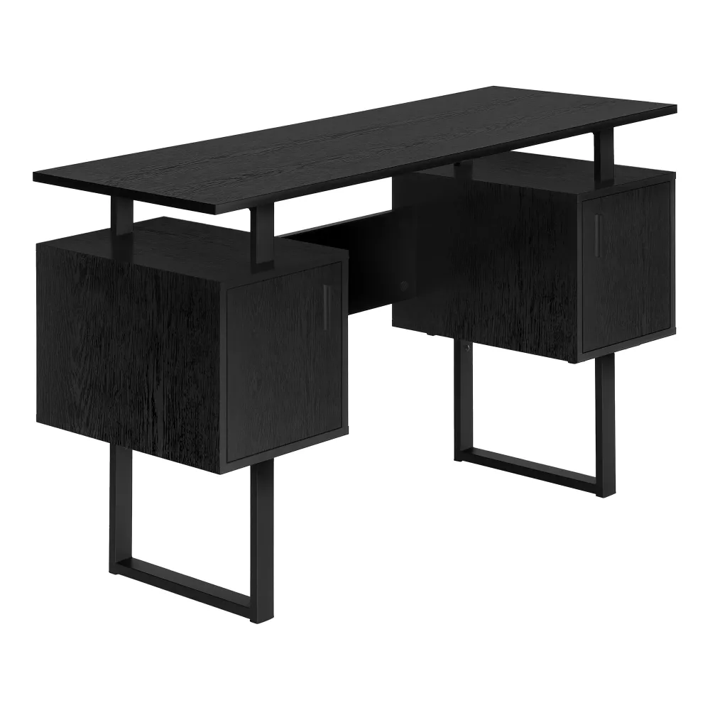 BUREAU D'ORDINATEUR - 48"L / CHÊNE NOIR / MÉTAL NOIR