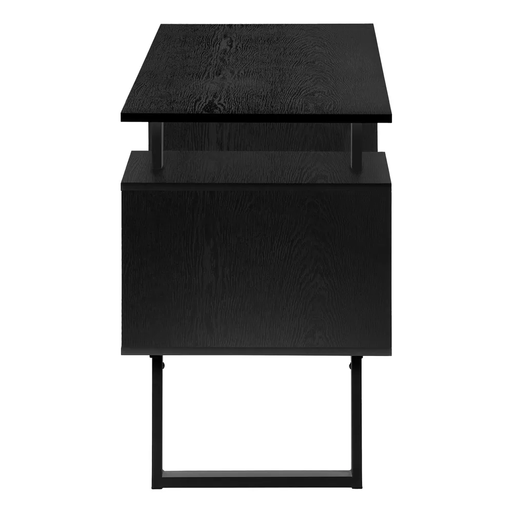 BUREAU D'ORDINATEUR - 48"L / CHÊNE NOIR / MÉTAL NOIR