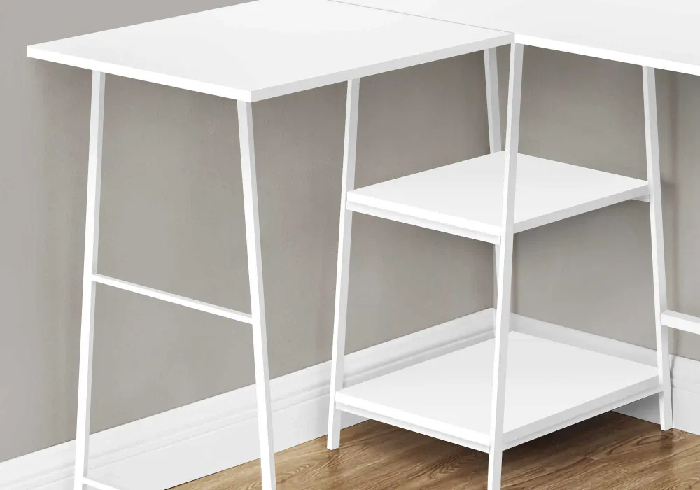 BUREAU D'ORDINATEUR - 48"L / DESSUS BLANC / COIN METAL BLANC ( Meuble Mtl )