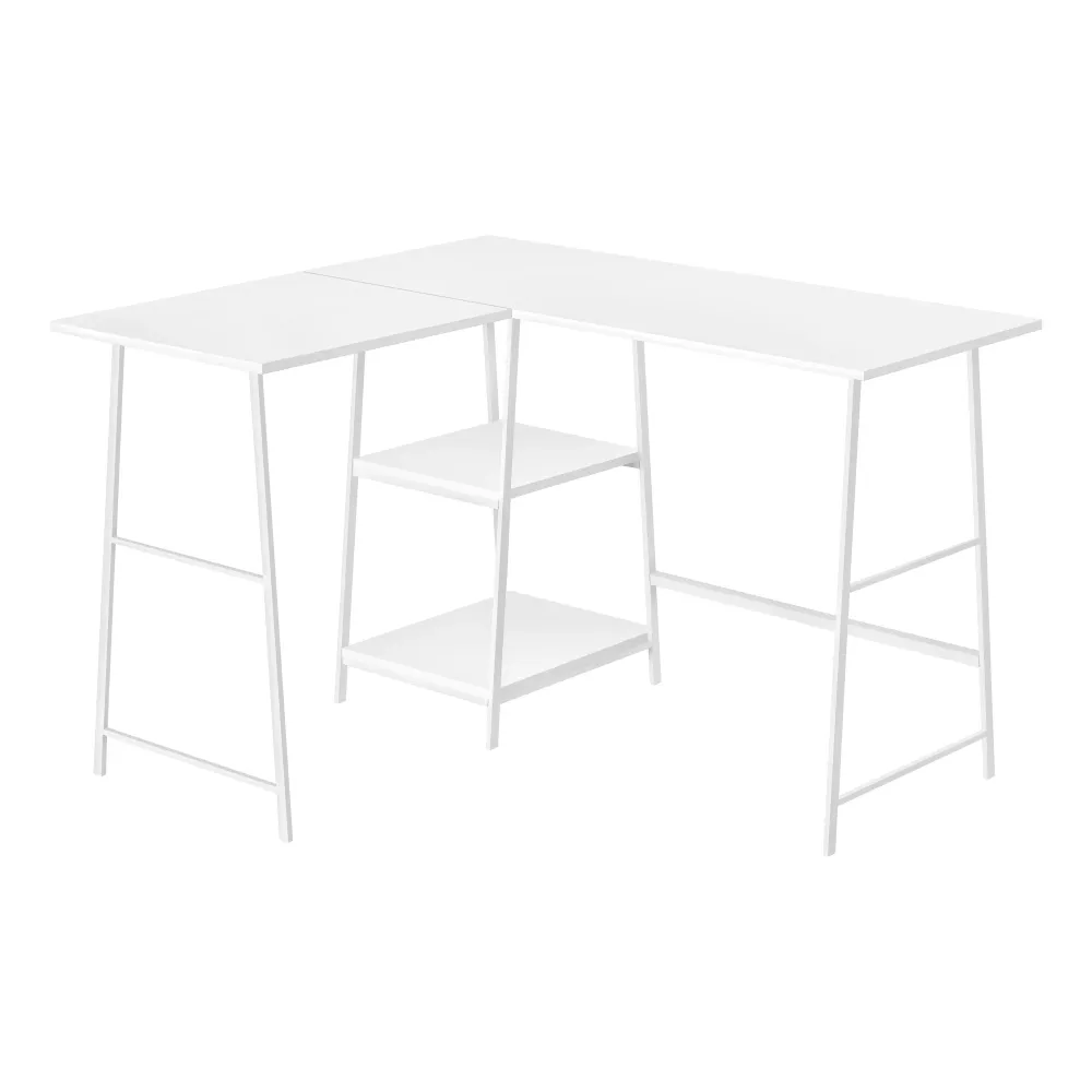 BUREAU D'ORDINATEUR - 48"L / DESSUS BLANC / COIN METAL BLANC ( Meuble Mtl )