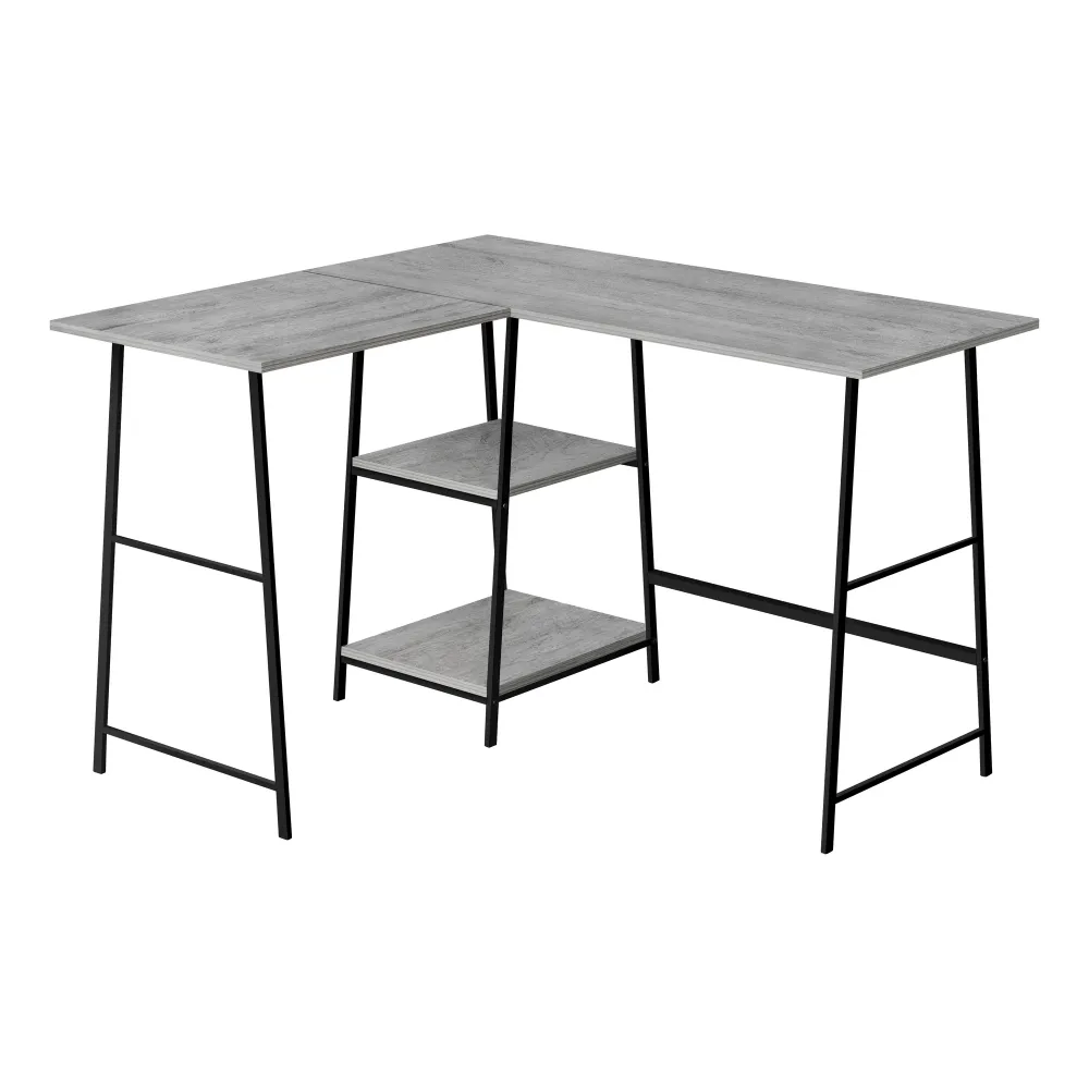 BUREAU D'ORDINATEUR - 48"L / DESSUS GRIS / COIN METAL NOIR ( Meuble Mtl )