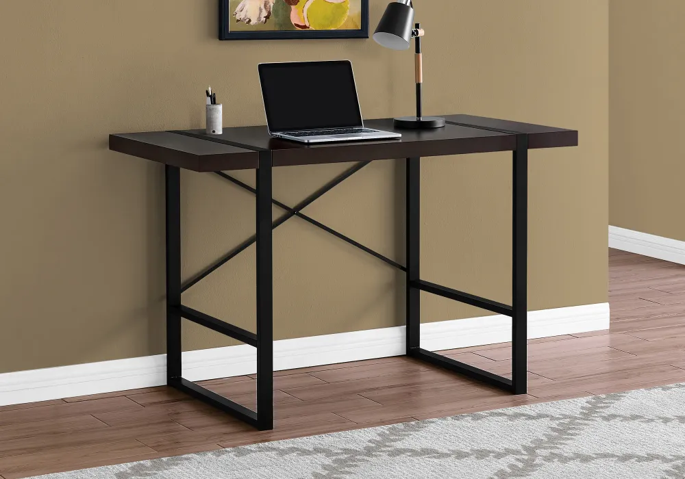 BUREAU D'ORDINATEUR - 48"L / ESPRESSO / METAL NOIR