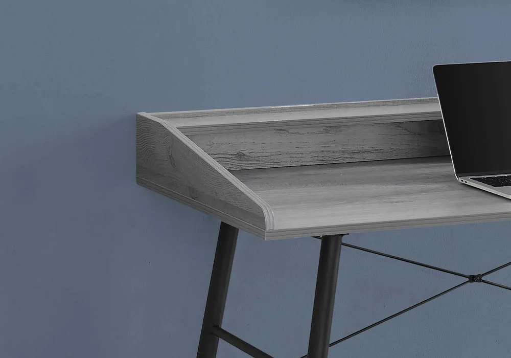 BUREAU D'ORDINATEUR - 48"L / GRIS / METAL NOIR ( Meuble Mtl )
