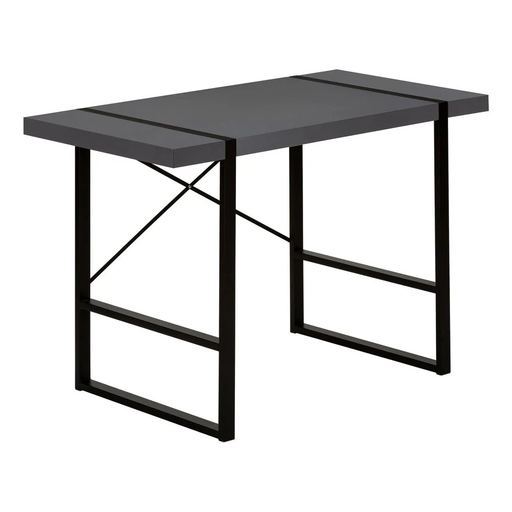 BUREAU D'ORDINATEUR - 48"L / GRIS MODERNE / METAL NOIR