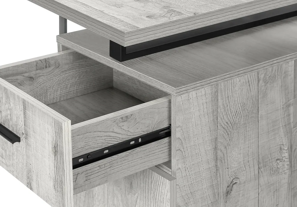 BUREAU D'ORDINATEUR - 48"L / GRIS ORIENTATION GAUCHE OU DROITE